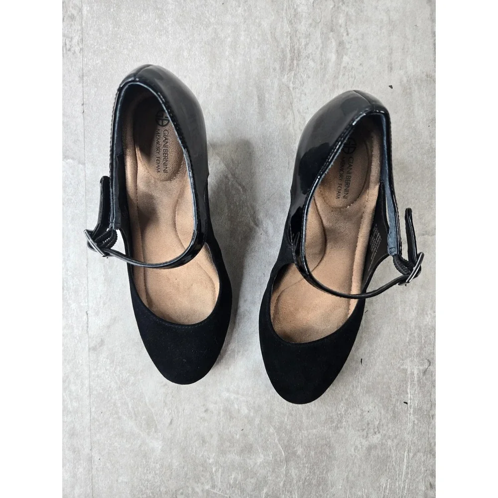 Mary Jane Pumps 6.5 Black Suede Memory Foam Comfort Heeled Shoes Lolita Preppy